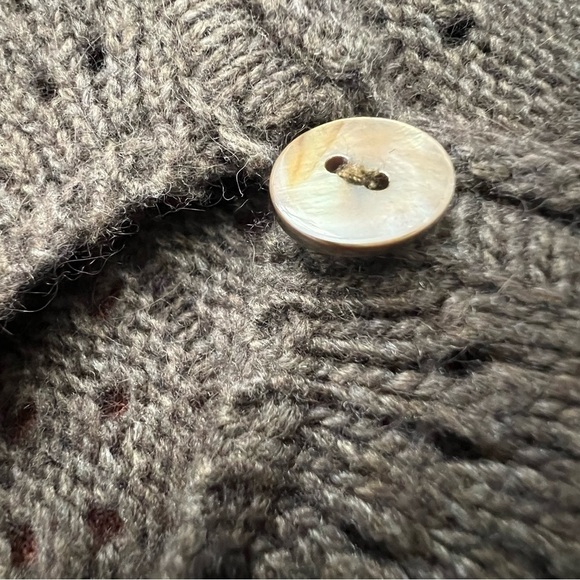 Tweeds Cardigan Brown Angora Rabbit Hair Wool Blend 3/4 sleeve, size L - Picture 3 of 5